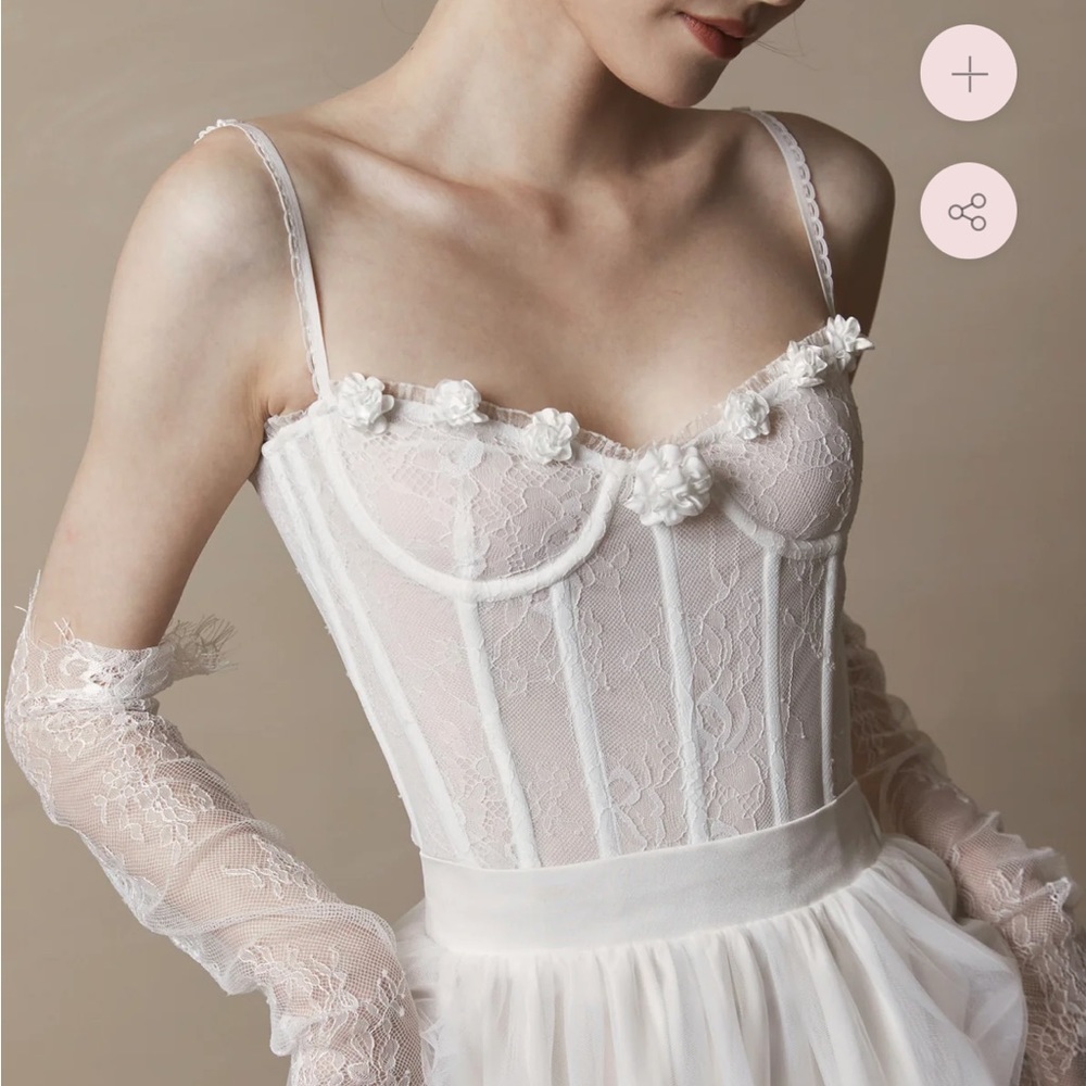 NWT Lacemade White Peacock Corset Sz L